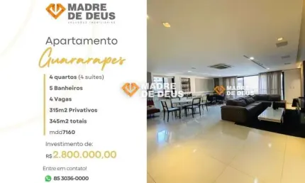 Apartamento com 4 quartos à venda na Rua Jornalista César Magalhães, 550, Guararapes, Fortaleza por R$ 3.000.000