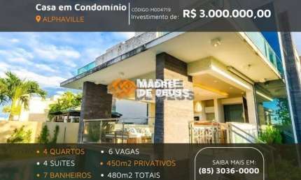 Casa em condomínio fechado com 4 quartos à venda na Rodovia Ce 040   Km22, 20, Alphaville Eusebio, Eusébio por R$ 3.000.000