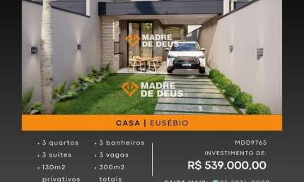 Casa com 3 quartos à venda na Beira Rio, 602, Urucunema, Eusébio por R$ 539.000