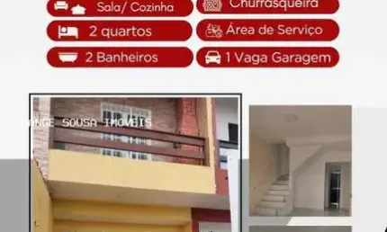 Sobrado para venda em mongaguá, centro, 2 dormitórios, 2 banheiros, 1 vaga