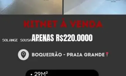 Kitnet para venda em praia grande, boqueirão, 1 banheiro, 1 vaga