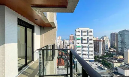 Varanda Gourmet, andar alto e linda vista - Apê  à venda, 54 m² - Boqueirão - Santos/SP