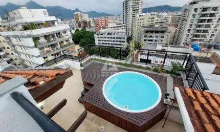 Apartamento duplex, 4 quartos, 2 suítes, 1 banheiro social, 1 lavabo, dce, 3 vagas, piscina, 600m metrô uruguai - tijuca/rj.