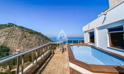 Cobertura linear, vista mar, varanda, piscina, 4 vagas.