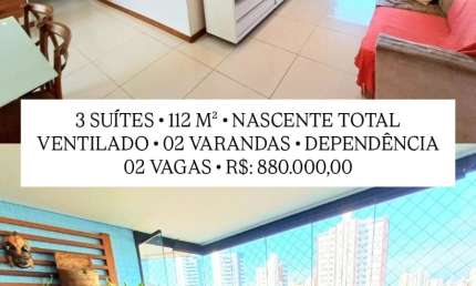 Lindo Apartamento 3 Suítes à Venda na Pituba – Nascente Total | 112 m²