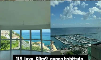Apartamento 1/4 SALA, Alto padräo, 60 m2 vista mar Cloc Marina Residence
