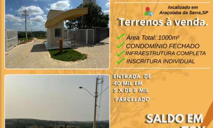 Terreno em condomínio fechado à venda na Rua Professor Toledo, s/n, Capanema, Araçoiaba da Serra