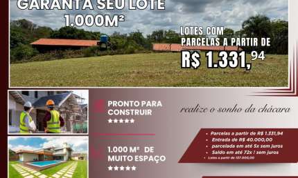 TERRENOS DE 1000 METROS PERTO DO PARQUE DA CACAU SHOW