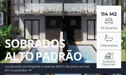 EXCELENTE SOBRADO ALTO PADRÃO GUARATUBA COM PISCINA BREJATUBA