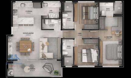 Apartamento com 3 dormitórios à venda, 128 m² por R$ 2.053.000,00 - Cacupé - Florianópolis/SC