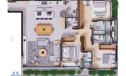 Apartamento com 3 dormitórios à venda, 141 m² por R$ 4.153.516,00 - Centro - Florianópolis/SC