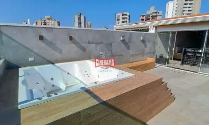 Cobertura à venda, 2 quartos, 1 suíte, 2 vagas, vila valparaíso - santo andré/sp