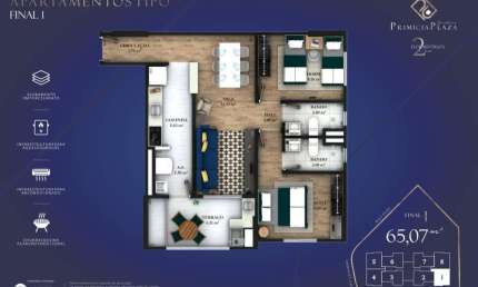 Apartamento para Venda em Praia Grande, Guilhermina, 2 dormitórios, 1 suíte, 2 banheiros, 1 vaga
