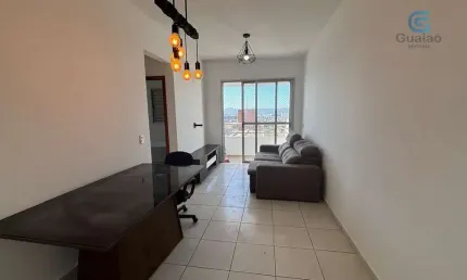 Alugo apartamento 02 dormitórios com mobília, lazer completo na cobertura, 01 vaga de garagem, próximo da unimes/unilus, encruzilhada, santos.