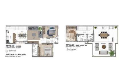 Apartamento Duplex 3 Quartos, 3 banheiros à venda, 90 m² por R$ 650.000 - Estância Pinhais - Pinhais/PR