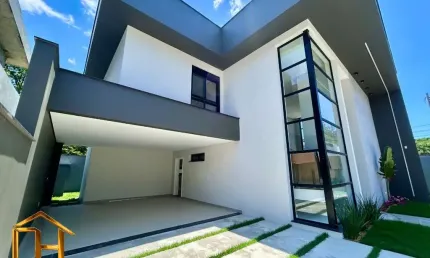 Casa em construção em condomínio fechado no América em Joinville, 3 suítes, 2 vagas cobertas