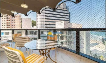 Apartamento frente ao mar à venda com vista total, lazer completo e 2 vagas na praia das astúrias - guarujá/sp