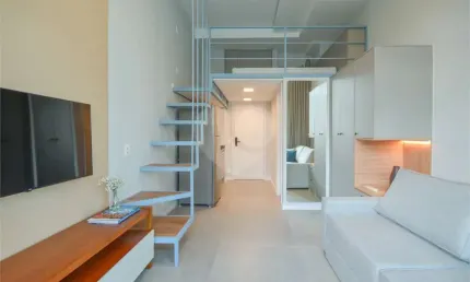 Flat studio para locação em moema – 34m² | 1 quarto (mezanino) | 1 banheiros | decorado