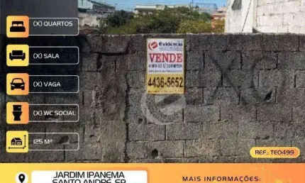 Terreno à venda, 125 m² por R$ 185.999,99 - Jardim Ipanema - Santo André/SP
