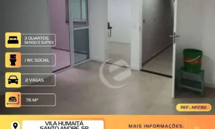 Apartamento à venda, 76 m² por R$ 423.999,99 - Vila Camilópolis - Santo André/SP