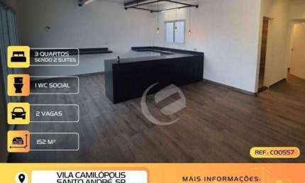 Cobertura à venda, 152 m² por R$ 635.999,99 - Vila Camilópolis - Santo André/SP