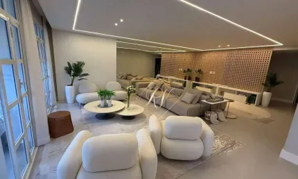 Maravilhoso apartamento, andar alto, na avenida mais charmosa de Santos, com 303m², a 3 quadras da praia !!!