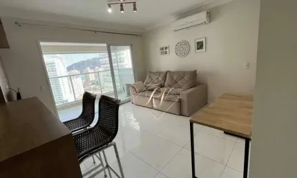 Maravilhoso apartamento tipo studio mobiliado, andar alto, vista mar e lazer completo em santos!!!