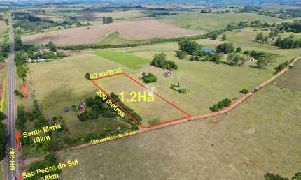 ÁREA RURAL IDEAL PARA CHÁCARA! 100% ÚTIL E PLANA, APENAS 10KM DE SANTA MARIA RS