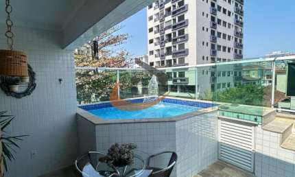 Sobreposta Duplex Mobiliada  com Área Gourmet e Piscina no bairro Aparecida- Santos