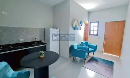 Flat mobiliado com 1 quarto, para locação no Aruan, Caraguatatuba/SP