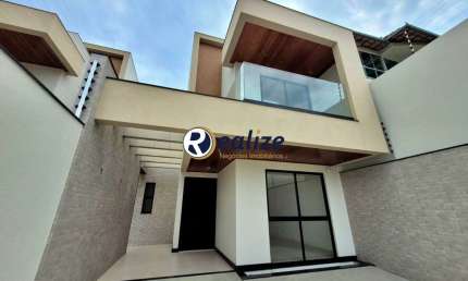 Casa composta por  3 suítes com Área Gourmet á venda no Bairro São Judas Tadeu, Guarapari-ES - Realize Negócios Imobiliários.