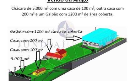 GALPÃO À VENDA NO PINHAL EM CABREÚVA - 1.200 m² de Galpão, mais 02 casas de 200 e 100 m2 cada, bosque, em terreno de 5.000 m², bem localizado.