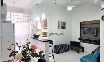 Apartamento a venda na praia de pitangueiras, na quadra da praia, 02 dormitórios