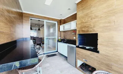 Apartamento a venda na praia do tombo, 03 dormitórios, com varanda gourmet, 02 vagas de garagem