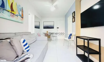 Apartamento a venda na praia das pitangueiras, 01 dormitório, com sacada e 01 vaga de garagem