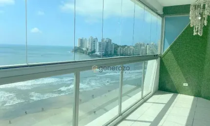 Apartamento na praia das astúrias, frente mar, 03 dormitórios, 02 vagas, lazer