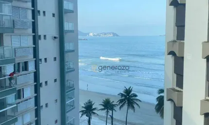 Apartamento frente à praia das Astúrias, 03 suítes, 02 vagas, lazer