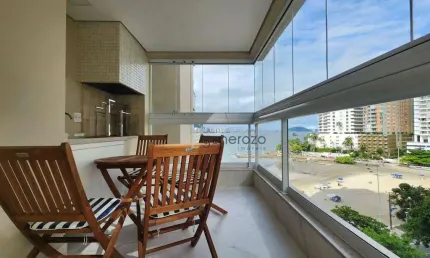 Apartamento a venda na praia das Astúrias, frente ao mar, 03 dormitórios, varanda gourmet, 02 vagas e lazer