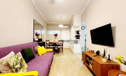 Apartamento para locação anual na praia das Pitangueiras, 01 dormitório, 01 vaga de garagem