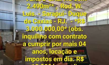 Barracão / Galpão / Depósito com 2 salas à venda na Rua Chico Mendes, 233, Vila Sarapuí, Duque de Caxias por R$ 3.000.000