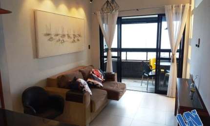 Apartamento quarto e sala nascente mobiliado e decorado com vista mar 50m2 em Armação