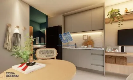 Apartamento Studio, nascente, Finamente decorado e Mobiliado,área privativa de 27m2 e uma vaga de garagem rotativa.