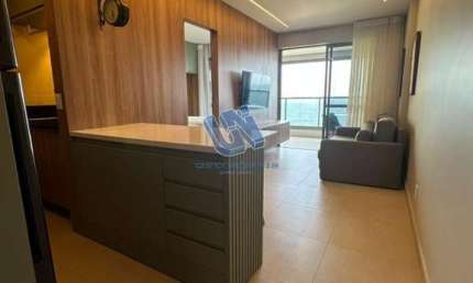 Apartamento no Beach Class mobiliado e decorado Quarto e Sala com varanda para alugar na Ondina com 45m2