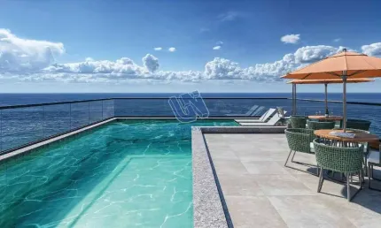 Apartamento tipo studio, quarto, cozinha americana e banheiro, 24,45m2 de frente para o mar da ondina