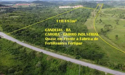 Terreno Para Industria ou Logística em Candeias, Bahia. São 110.183m² em local nobre na Zona Industrial da Cidade.
