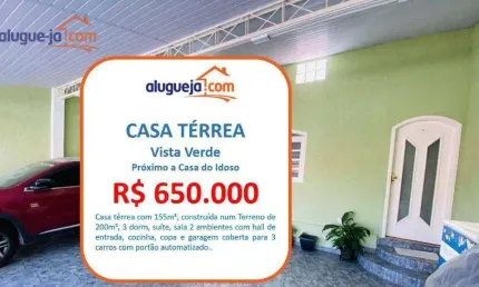 Casa com 3 dormitórios à venda, 155 m² por r$ 650.000,00 - cidade vista verde - são josé dos campos/sp