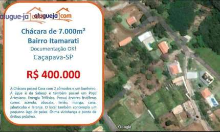Chácara com 1 dormitório à venda, 7000 m² por R$ 400.000,00 - Chácara Itamarati - Caçapava/SP