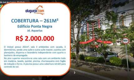 Cobertura com 3 dormitórios à venda, 261 m² por R$ 2.000.000,00 - Parque Residencial Aquarius - São José dos Campos/SP