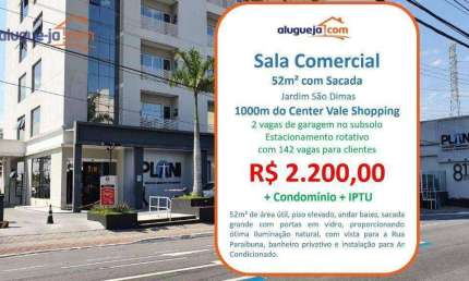 Conjunto Comercial / Sala para locação no Jardim São Dimas com 52m²