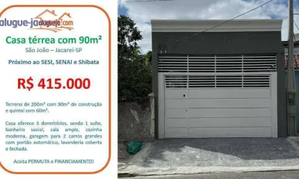 Casa à venda por no São João - Jacareí/SP com 90 m²